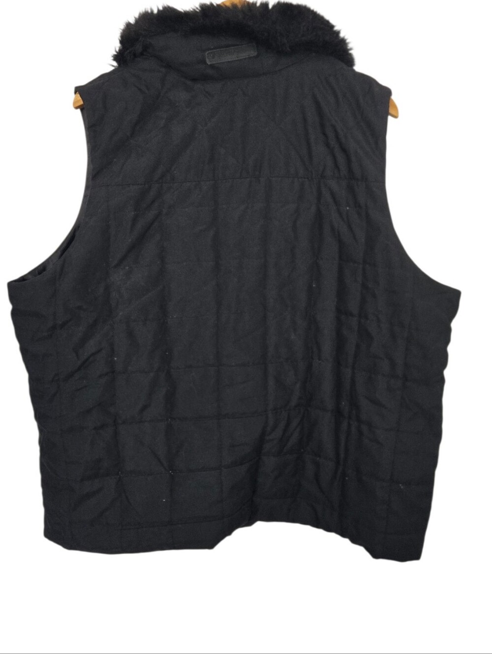 Lauren Ralph Lauren 2X Black Faux Fur Collar Quilted Vest - Picture 3 of 8